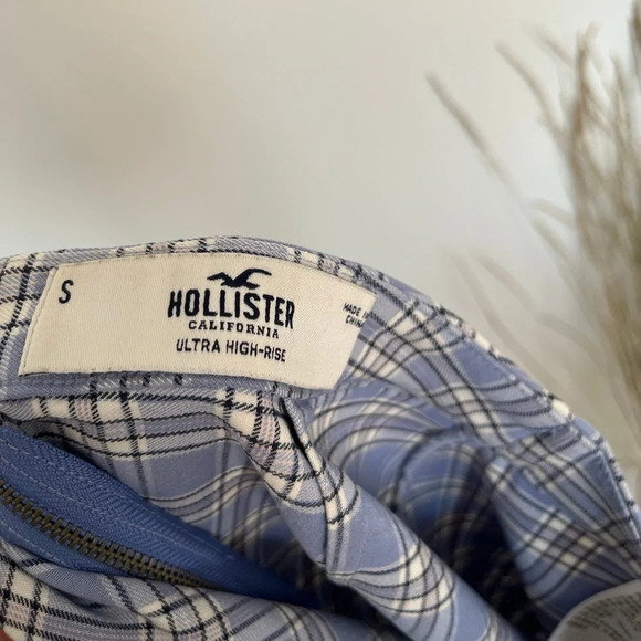 5/20$ Hollister preppy plaid blue and white mini skirtrt size small - Picture 5 of 6